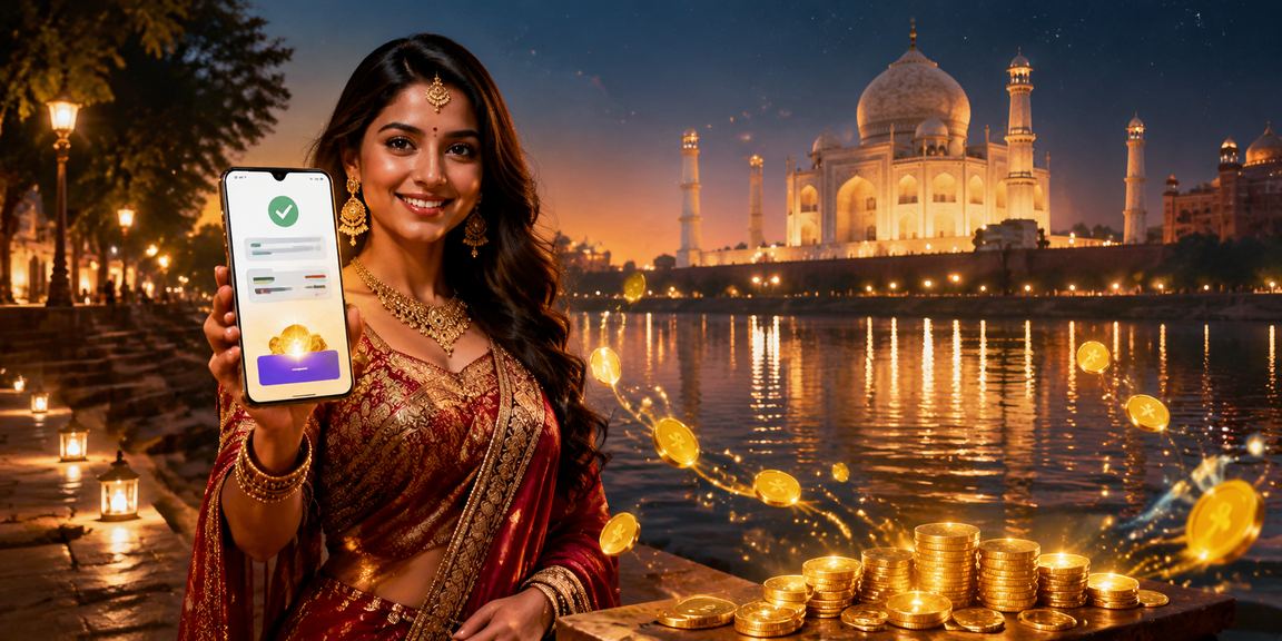 Colorful slot machine reels spinning with Indian-inspired themes